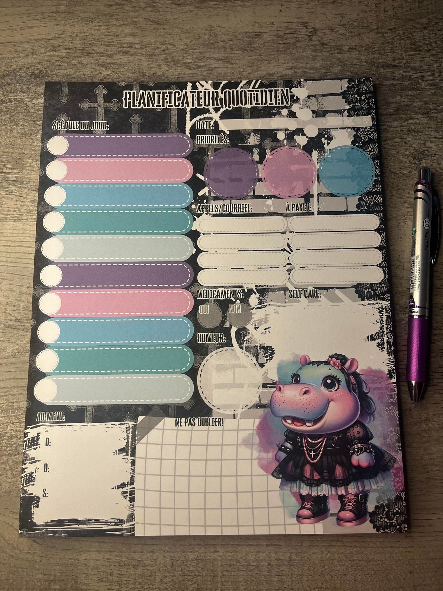 Planificateur Quotidien - Hippo Goth
