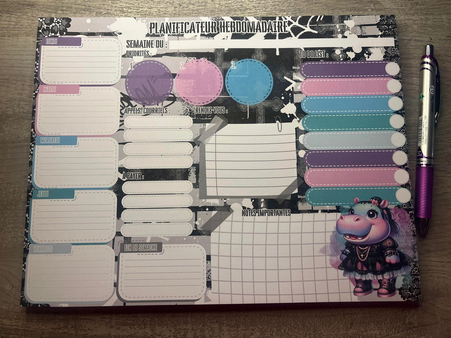 Planificateur Hebdomadaire - Hippo Goth