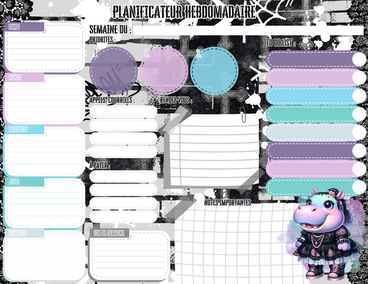 Planificateur Hebdomadaire - Hippo Goth